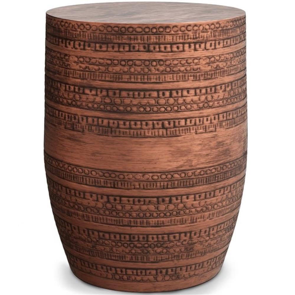 2-Piece 15" Metal Large Accent Side Table Set in Antique Copper