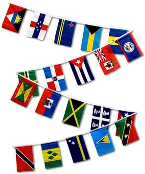 30ft String Flag Set of 20 Caribbean Country Flags