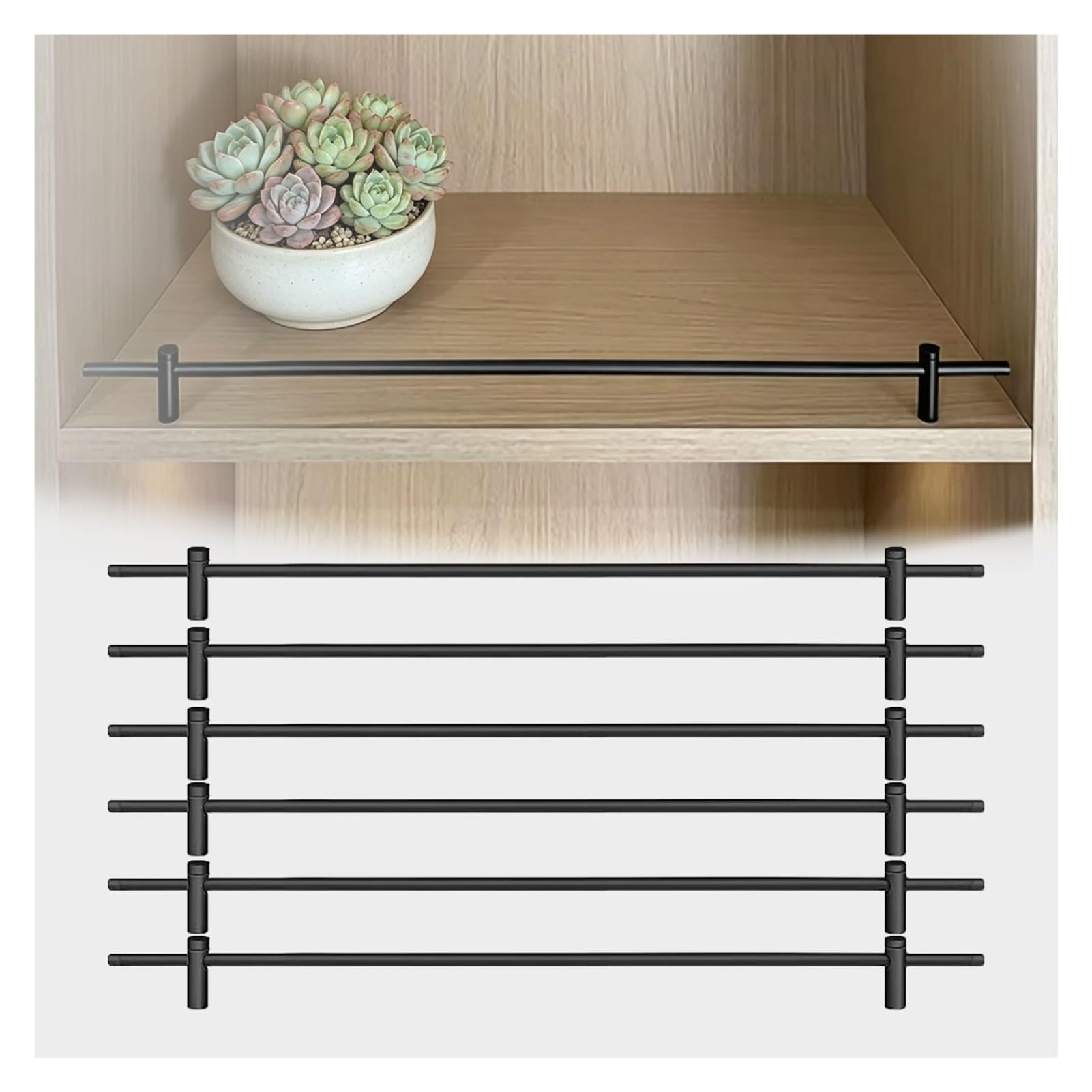 NIUSABOU Aluminum Shelf Guard, Gallery Tipp Rail 2/4/6/8 Pack 8-59 inch For Float Shelves(6 Pack,56in/142.2cm)