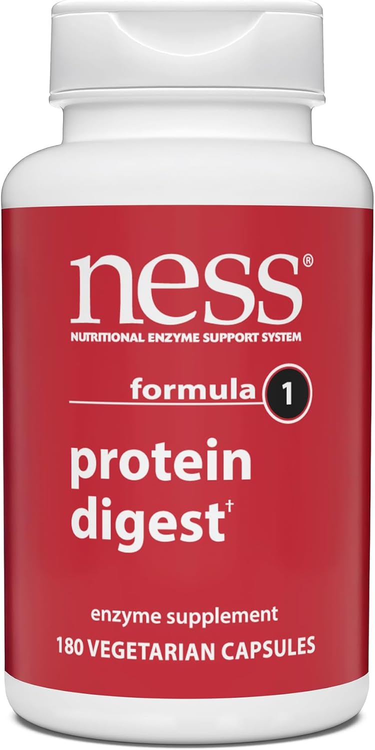 Ness® Protein Digest | Multi-Enzyme Supplement | Supports Protein & Nutrient Digestion | Protease, Amylase, Lipase & Cellulase | 180 Vegetarian Capsules