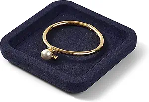 Microfiber Jewelry Trays Stackable Jewelry Display Tray Square Jewelry Bracelet Necklace Tray Organizer Ring Earring Necklace Organizer Tray Jewelry Trays For Drawers (Blue