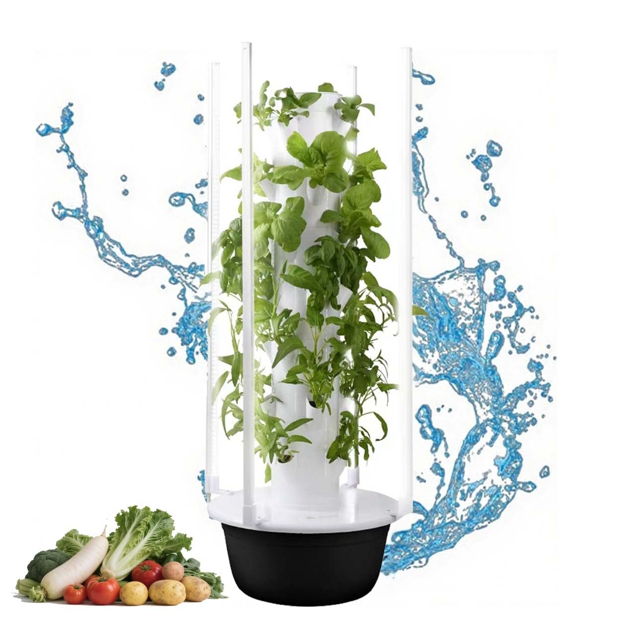 Kit de cultivo hidropónico vertical con 9 niveles, luces LED de crecimiento y bomba de agua, torre autoriego BP-A-Free para interior, apto para hierbas, flores, fresas y verduras(20Holes+LED)