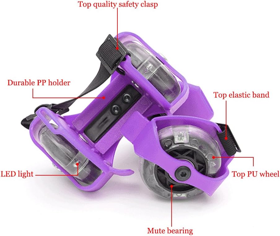 Webetop Kids Lighted Heel Skate Rollers Adjustable Two Wheels Skate Shoes Scooters,One Size Fits Most,60KG Weight Limited,with Portable Bag and Mini Wrench for Adjusting Size