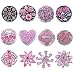 Souarts Mixed Pink Rhinestone Snap Button Jewelry Charms Pack of 12pcs