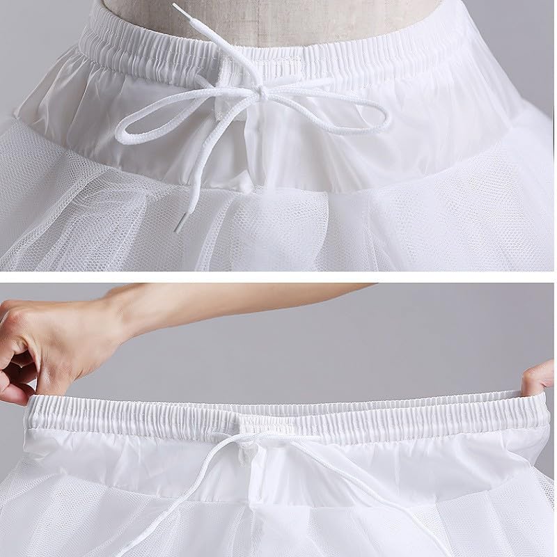 Flower Girls Petticoat Hoopless Crinoline Slips with 3 Layers, Kids Mini Wedding Flower Girl Underskirt White4