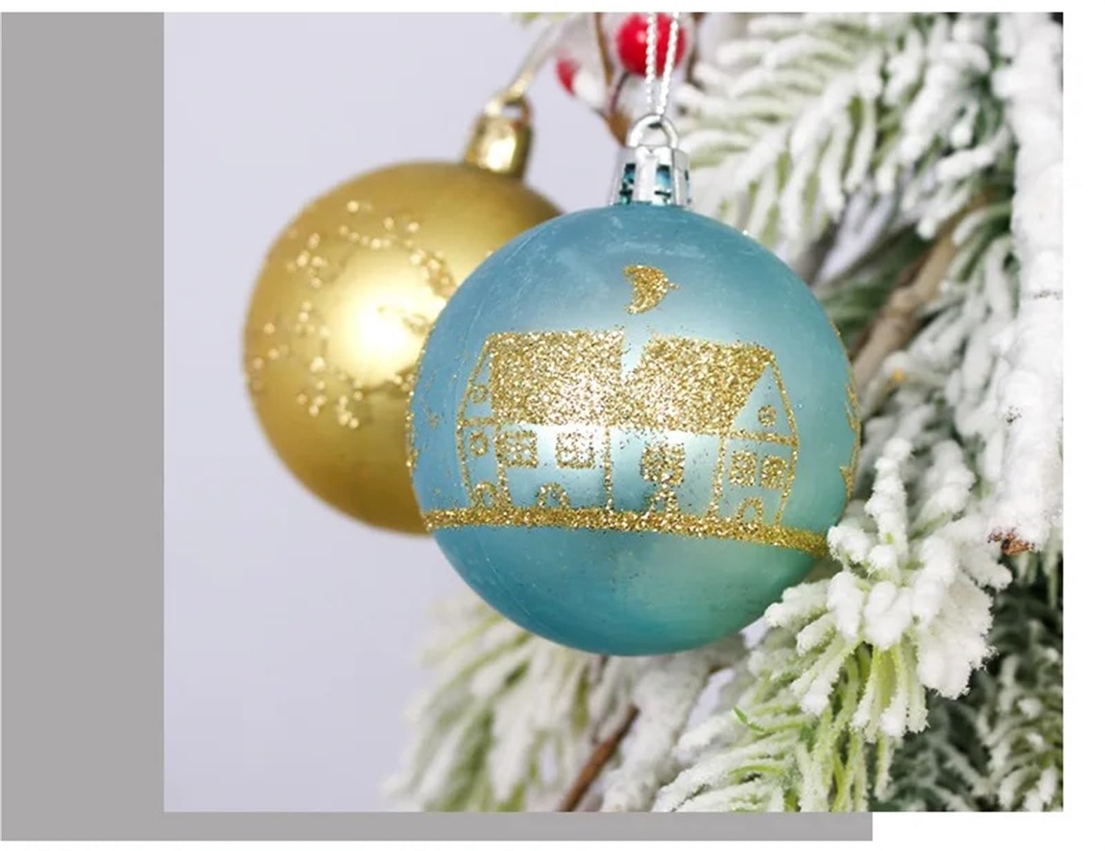 44 adornos de bolas de Navidad pintadas irregulares de 3 a 6 cm, bola de plástico galvanizado, decoración para árbol de Navidad