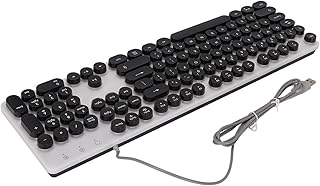 Mechanical Gaming Keyboard, 104 Keys Wired RBG Computer Keyboard, Retro Style USB Wired Ergonomic PC Keyboard (Black)