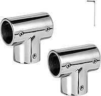 ODYSUNRAL 316 Stainless Steel 90 Degree Tee Boat Handrail Fitting for 1 Inch Pipe - Heavy Duty 3-Way Connector, 2 Pack with Wrench