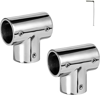 ODYSUNRAL 316 Stainless Steel 90 Degree Tee Boat Handrail Fitting for 1 Inch Pipe - Heavy Duty 3-Way Connector, 2 Pack with Wrench