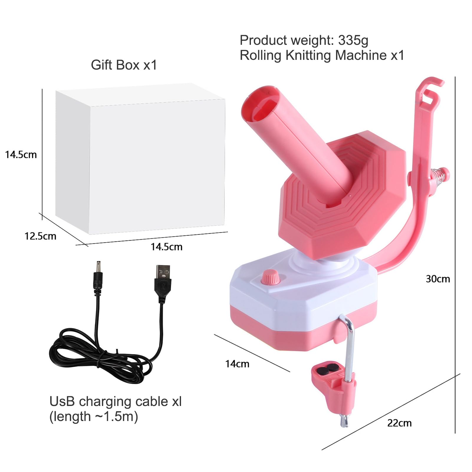 Rulos eléctricos – Automático Yarn Winder, lana, bobinador de bolas, bobinador de hilo para ganchillo con velocidad continua, ayudante ideal para los amantes del punto (rosa)