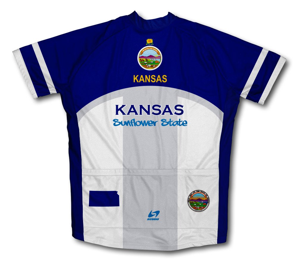 ScudoPro Kansas Flag Short Sleeve Cycling Jersey for Men - Size 2XL