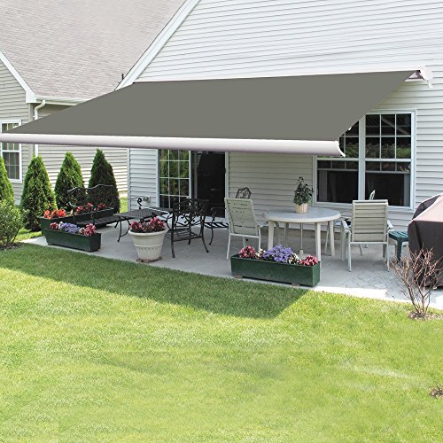 Green Bay Full Cassette Electric Remote Controlled Retractable Garden Patio Canopy Awning 3.5x2.5M Grey