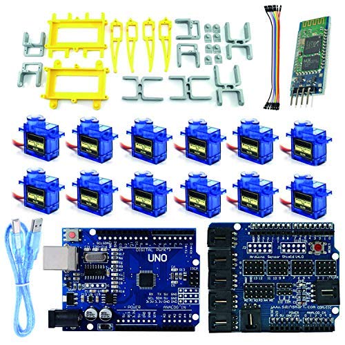 ArduinoSpider Robot Kit, ArduinoProject Kit, ArduinoBluetooth 3D Printing Robot Control, With Programmable Sample Project Codes, Uno R3 Control Board, 12x SG90 Servo, HC06 Bluetooth Module