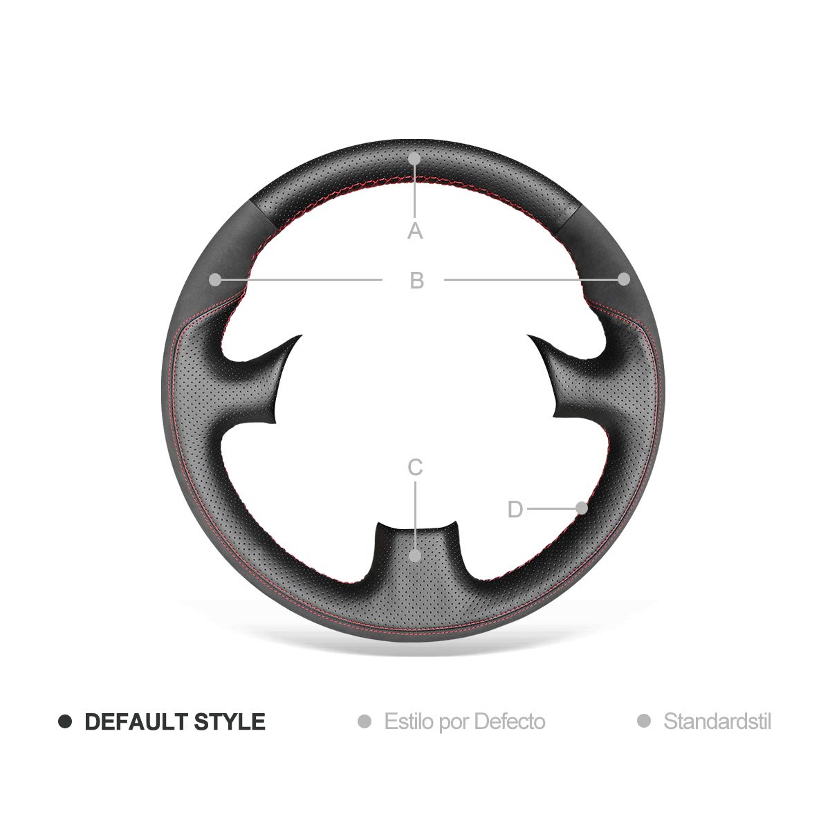 Mewant Ręczne szycie DIY czarna prawdziwa skóra i zamsz pokrowiec na kierownicę samochodu do Honda S2000 2000-2009 / Civic (SI) 2002-2005 / Insight 2000-2006 / do Acura RSX 2002-2006