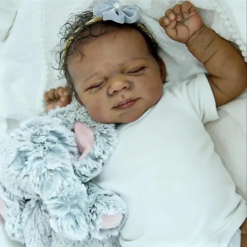 Zero pam Reborn Baby Dolls Silicone Full Body Black Girl 19 Inch Silicone Babies Lifelike Newborn Dolls Sleeping Like Real Babies Black Baby Doll For Girls Toys - Image 2