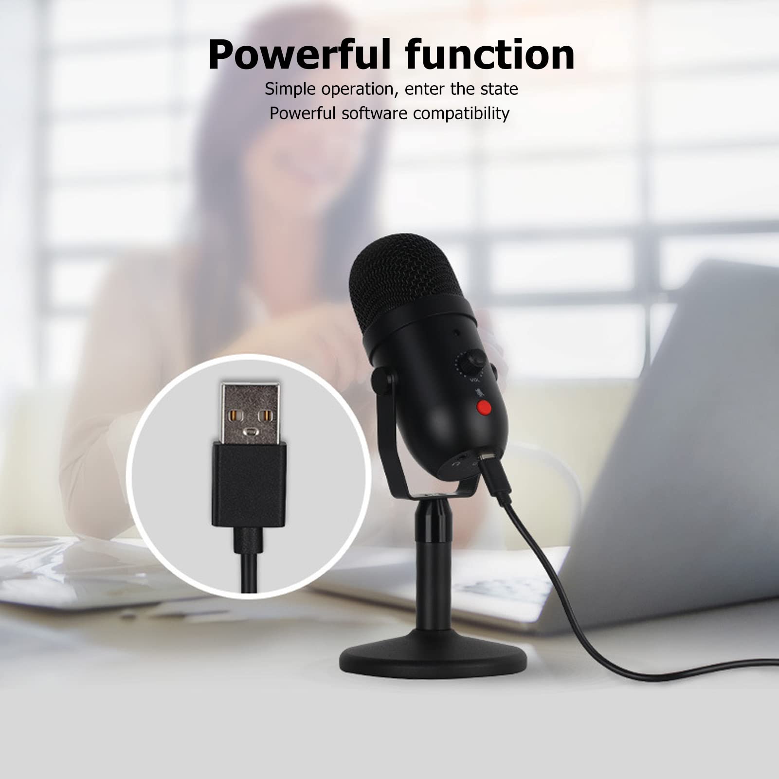 Bewinner Microphone à Condensateur USB, Microphone D'ordinateur Antibruit, Microphone à Condensateur Cardioïde pour PC, Mac, Jeux, Enregistrement, Streaming, Podcasting