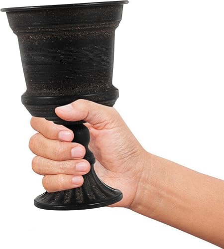 Miniatura 4 de Yardwe Jarrón blanco para decoración de mesa al aire libre, maceta negra con urna negra, jarrón alto de metal, maceta de hierro, arreglo de flores,