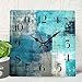 Wooden Wall Clock Silent Non-Ticking , Green Blue Grey Teal Abstract Painting Gray Wooden Square Rustic Coastal Wall Clocks DÃ©cor for Home Kitchen Living Room Office, Battery Operated(12 Inch)