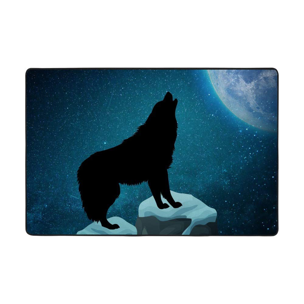 Tapis loup ciel étoilé Ruchen en velours corail ultra-moelleux 183×122cm