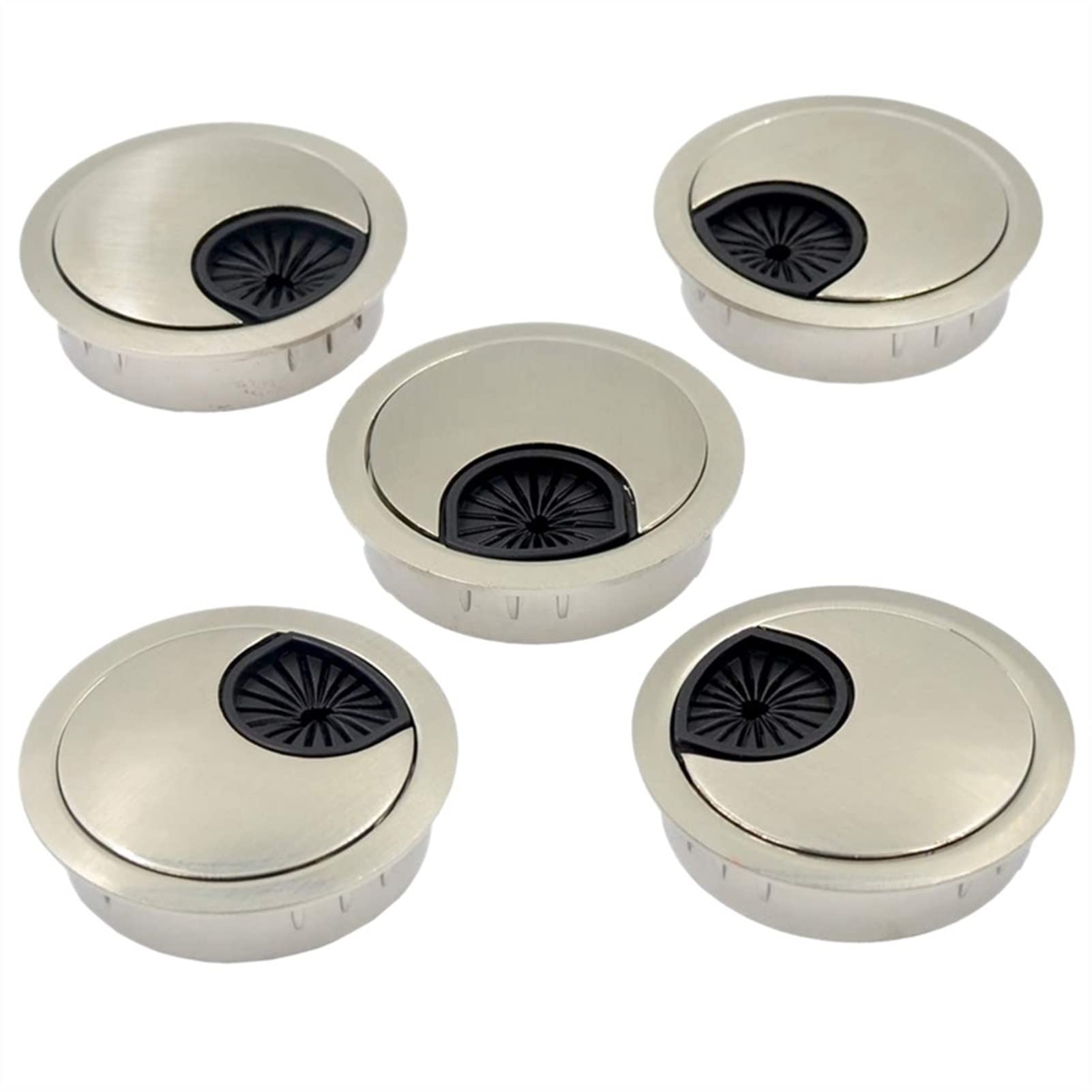przelotka na biurko Przelotka na biurko przelotka kablowa 5 szt. 2 Cal przewód zaślepka otworu komputer biurowy organizator do kabli plastikowa osłona(Brushed Silver)
