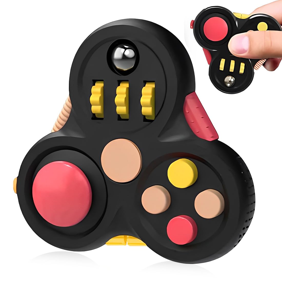 11-in-1 Zappelspielzeug zur Entspannung und Stressabbau, Fingerspielzeug für ADS, ADHS, Autismus - geeignet für Kinder und Erwachsene in schwarz