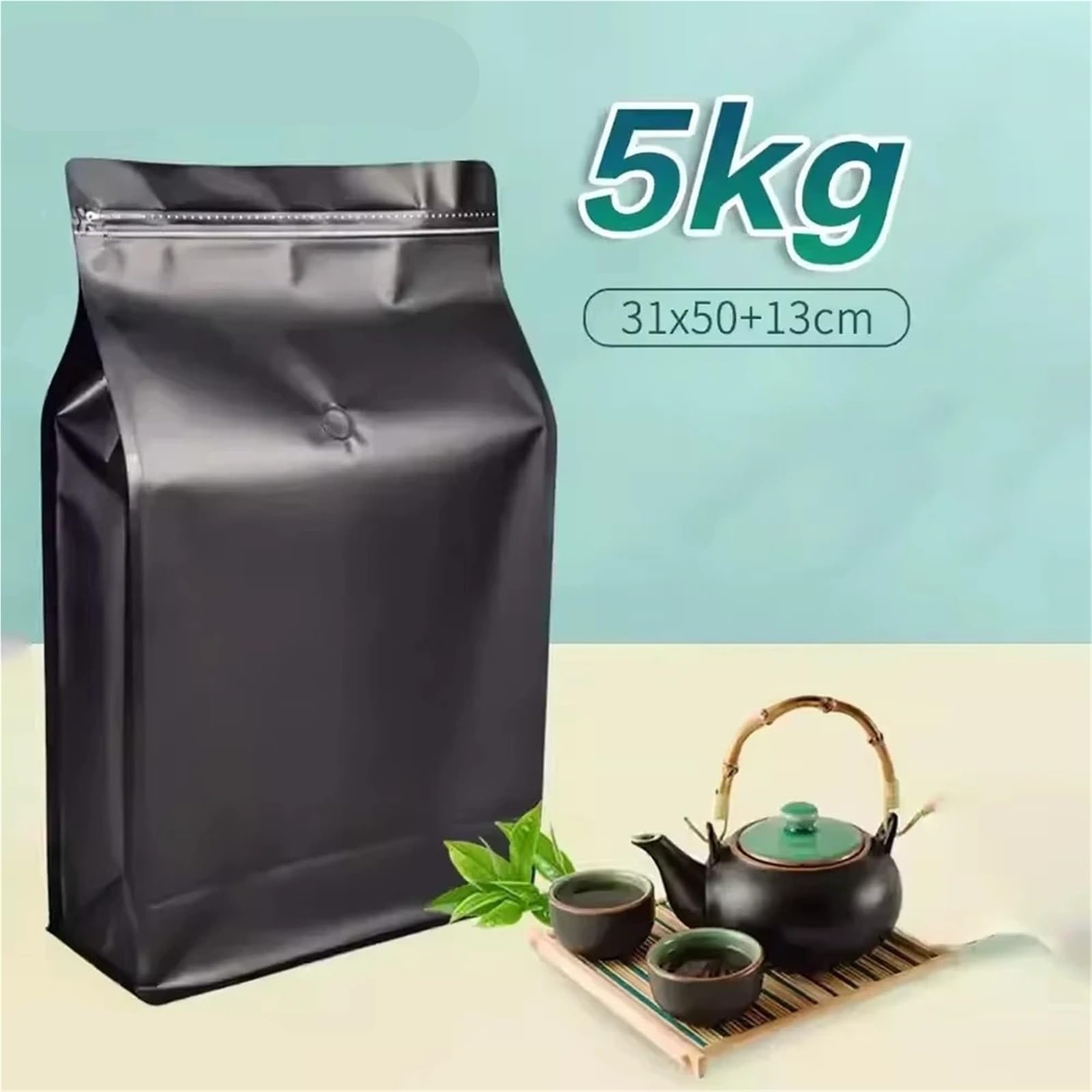 Torby na kawę z zaworem, Torebki na kawę z. Czarne 10 szt. 5 kg, zamykana zamek folia aluminiowa płaskim dnem