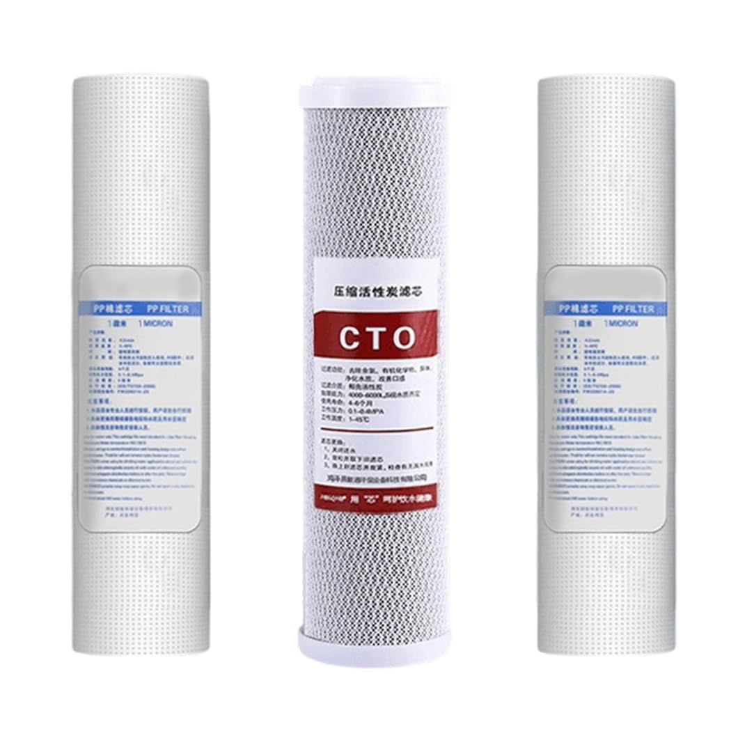 Filtre à eau domestique 3 étages 10 pouces kit de cartouches de rechange PP et CTO préfiltration