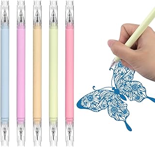 AUAUY Knife Pen Craft Cutting Tools, 5Pcs Double Head Cutting Gel Pen with Writable Nib, Utility Knife Pen, Creative Precision Paper Cutting Carving Tools, for DIY Project & Art Hobby