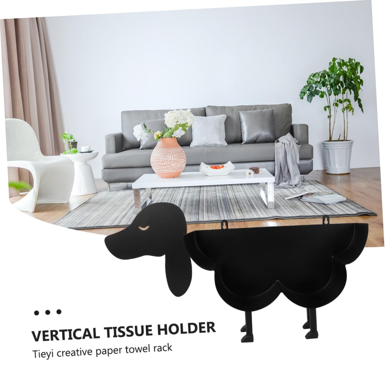 TEHAUX Toilettenpapierhalter und Niedlichem Hundedesign mit Stabilem Boden aus Eisen Moderner Multifunktionaler Organizer für Restaurant und Hotelbadezimmer