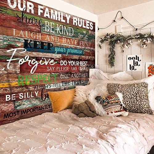 Homewelle Quotes Inspirational Tapestry 59Wx51L Inch Educational Motivational Family Positive Funny Farmhouse Cool Rustic Wooden Striped Plank Wall Art Hanging Bedroom Living Room Dorm Decor Fabric #TOP1