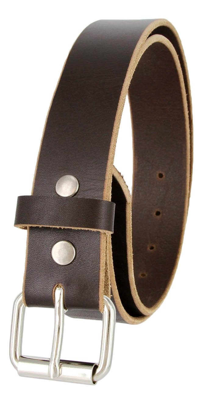 Mens Brown full grain one piece heavy duty genuine leather work belt Made In USA (Brown,34)