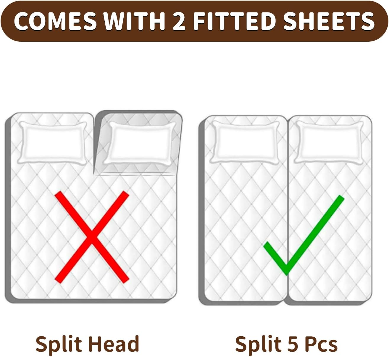 LBRO2M Split King Sheet Sets for Adjustable Bed 1000 Thread Count 100% Egyptian Cotton Sheet, 5 Piece Sets Bed Sheet Deep Pocket Up to 16" Soft Comfortable All Season (Split King, Linen) - Image 7