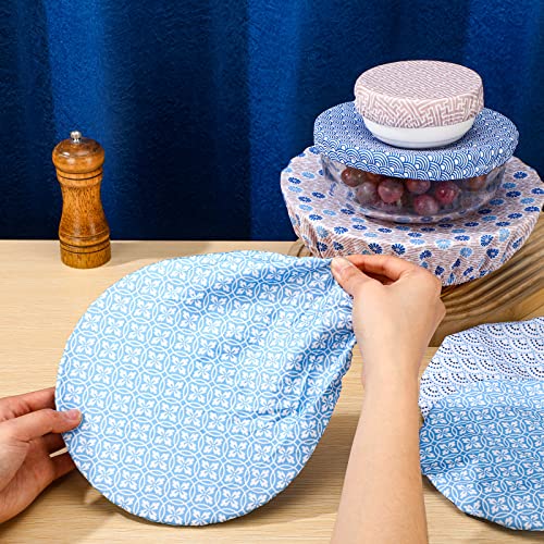 10 Pcs Reusable Fabric Bowl Covers Elastic Food Storage Container Cover Stretched Washable Bowl Dish Lid Covers For Leftovers Family Outdoor Picnic Microwave Dishes Rising Bread Proofing (Pastel) #TOP4