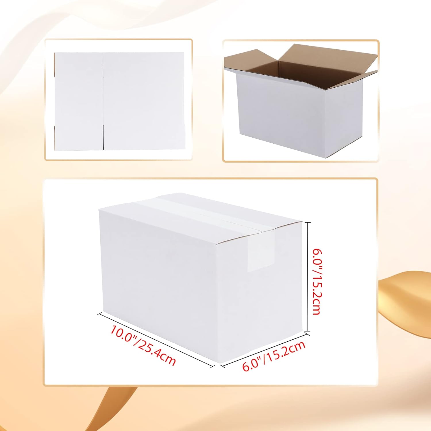 Calenzana 10x6x6 Shipping Boxes Set of 40, White Corrugated Cardboard Box for Mailing Packing Gifts Small Business