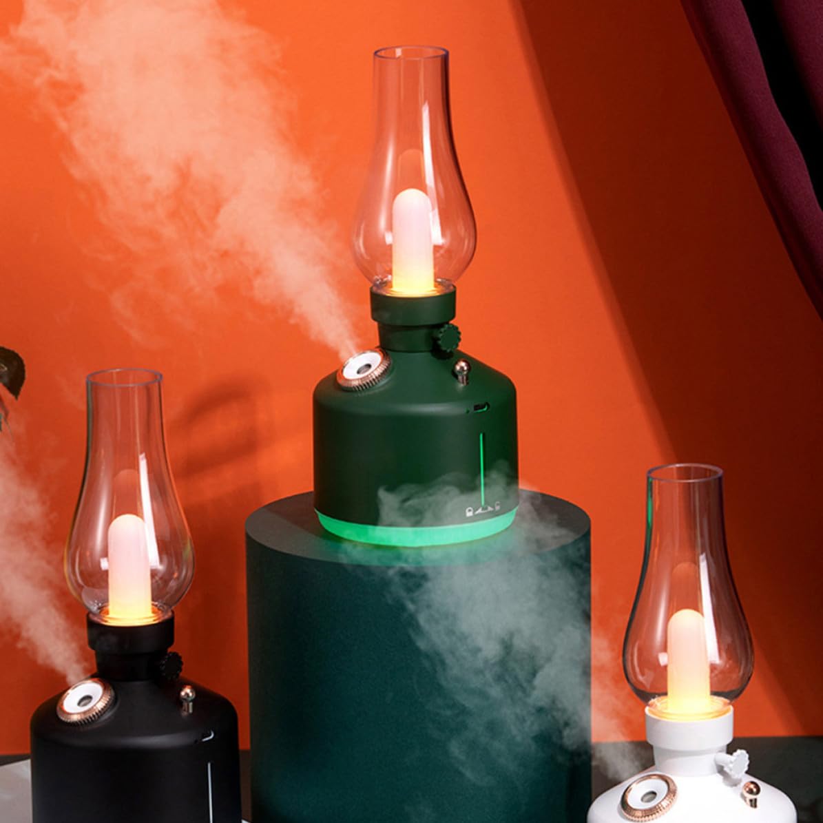 YARNOW Humidificador de Luz Nocturna Multifuncional Verde Capacidad de 280ml y 1200mah para Dormitorio y Oficina Diseño Elegante de Abs