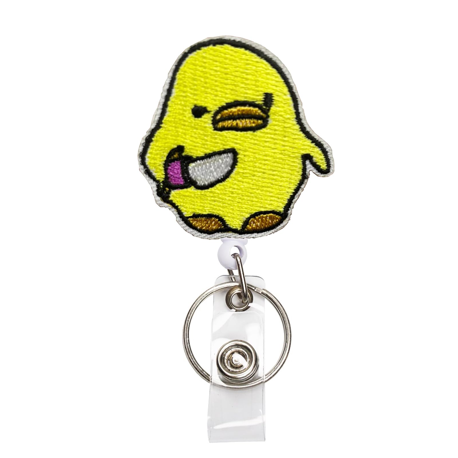 Cute Duck Badge Reels Retractable, with Alligator Clip and Key Ring, 24 inches Thick Pull Cord