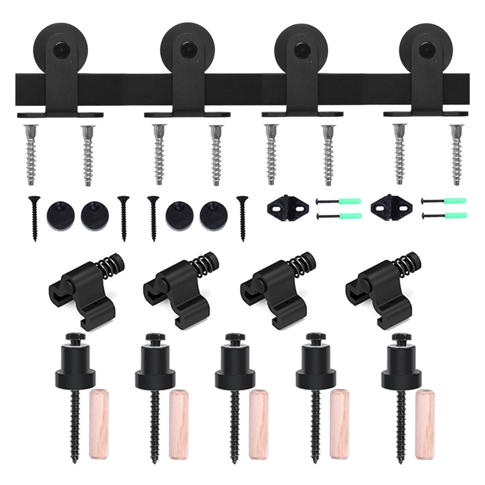 Kit di ferramenta per porta scorrevole, 122 cm-610 cm, sistema di binari industriali a T, per doppie porte in legno (kit di guide da 295 cm)
