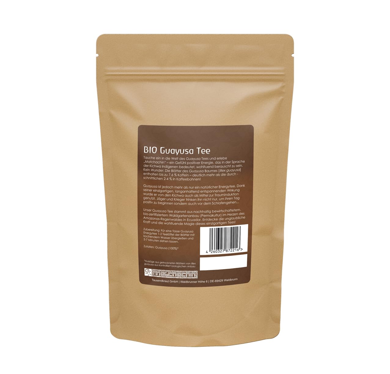 320 g BIGPACK Guayusa Energytee Bio firmy Matchachin – oryginał, z dużą ilością kofeiny z lasu deszczowego Amazonii