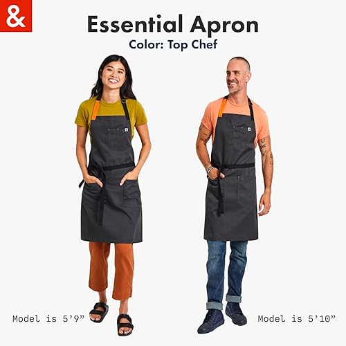 Miniatura 6 de hedley & bennett Delantal Essential  Delantal de chef ajustable con 3 bolsillos y toallero  6535 sarga de polialgodón  Top Chef