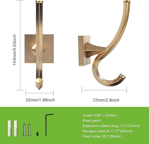 Miniatura 8 de TUNNY Paquete de 2 ganchos vintage para abrigos, ganchos de pared negro mate, ganchos para toallas, bata, para armario de zapatos, armario, baño,