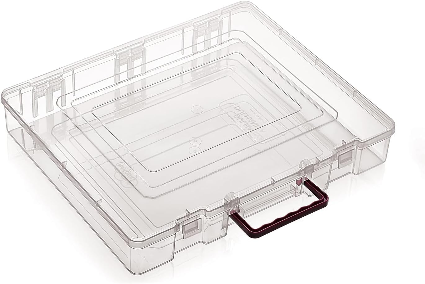 - Multipurpose Plastic Rectangular Storage Boxes with Locks and Handle Matte Finish for Saree, Laptop, Books (Set of 1, SMALL:15"X13"X2.5INCH)