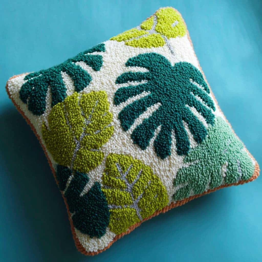 Taxpy Latch Hook Cushion Kits Leaf 17X17 Inch