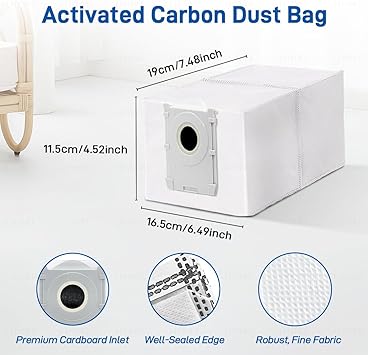 12 Piezas Bolsas de Polvo T50 Set de Accesorios Compatible con Ecovacs X8/X9 Pro Omni/T50/T50 Pro/T50 Max Pro Omni/T80 0mmi, T30C Pro Omni Robot Aspirador,2.5L Gran Capacidad Bolsas de Repuesto.4