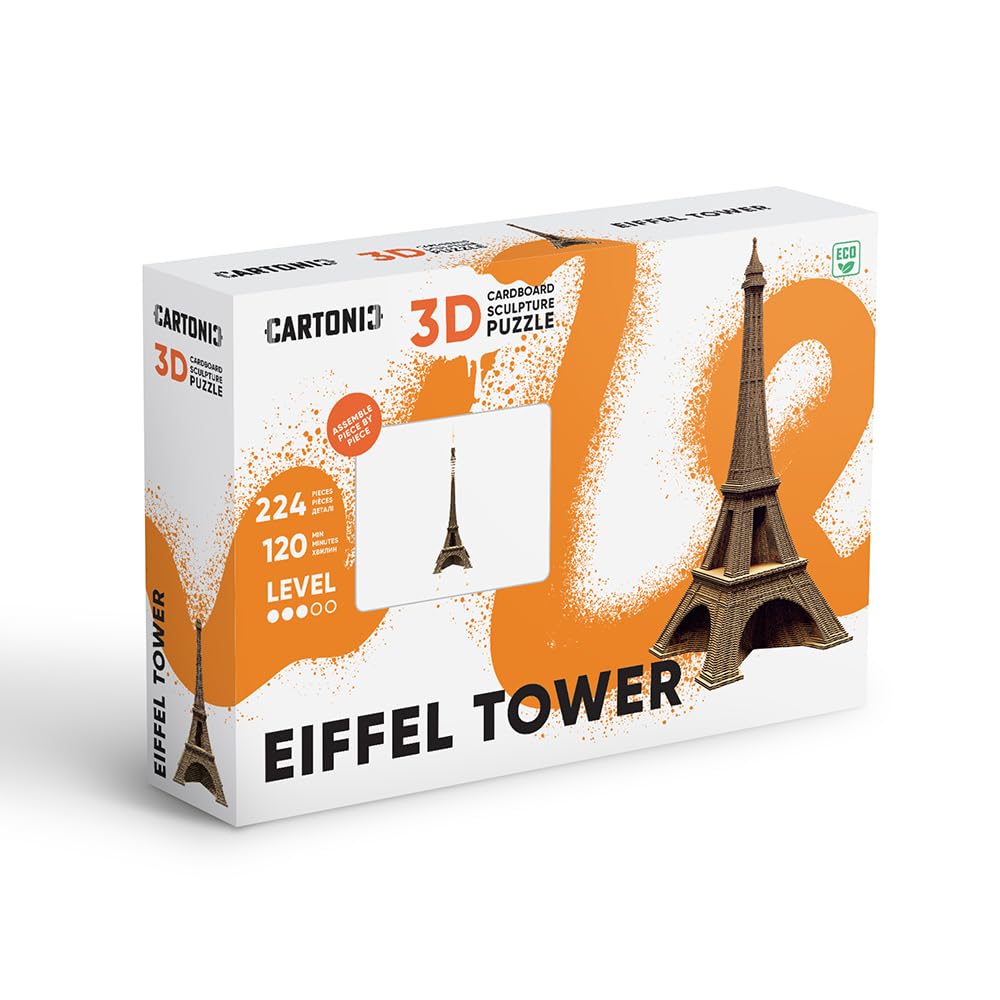 Tour Eiffel Puzzle 3D en Carton – Maquette à Monter | 224 Pièces, 36 × 16 × 16 cm – Kit Sculpture DIY à Peindre, Matériaux Recyclés, Ados & Adultes, Idée Cadeau Déco