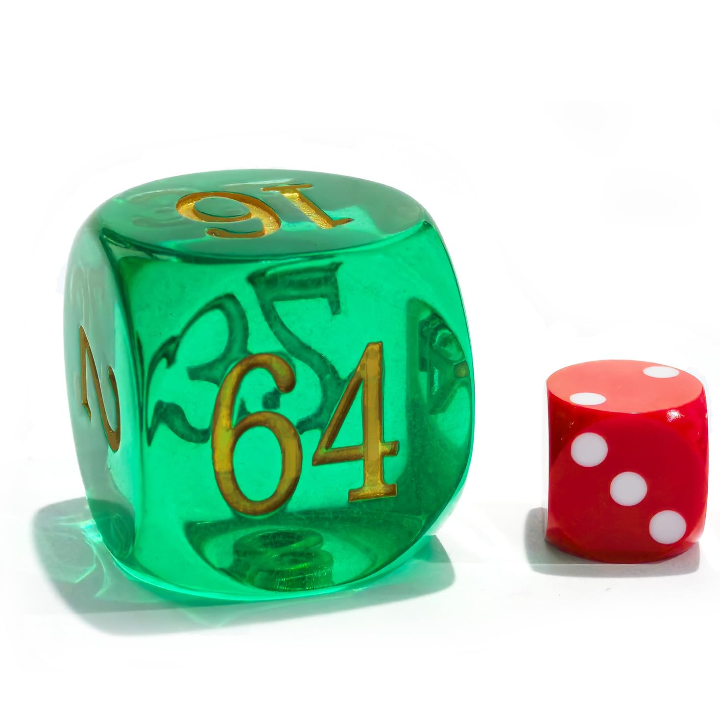 Big Translucent Backgammon Doubling Cube Dice 30MM, Large Backgammon Doubling Number Dice 1 3/16", Translucent Green - Image 2