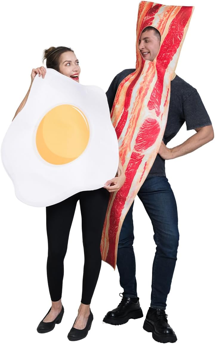 Bacon and Fried Egg Couples Costume Set, Adult Halloween Food Costumes - Image 6
