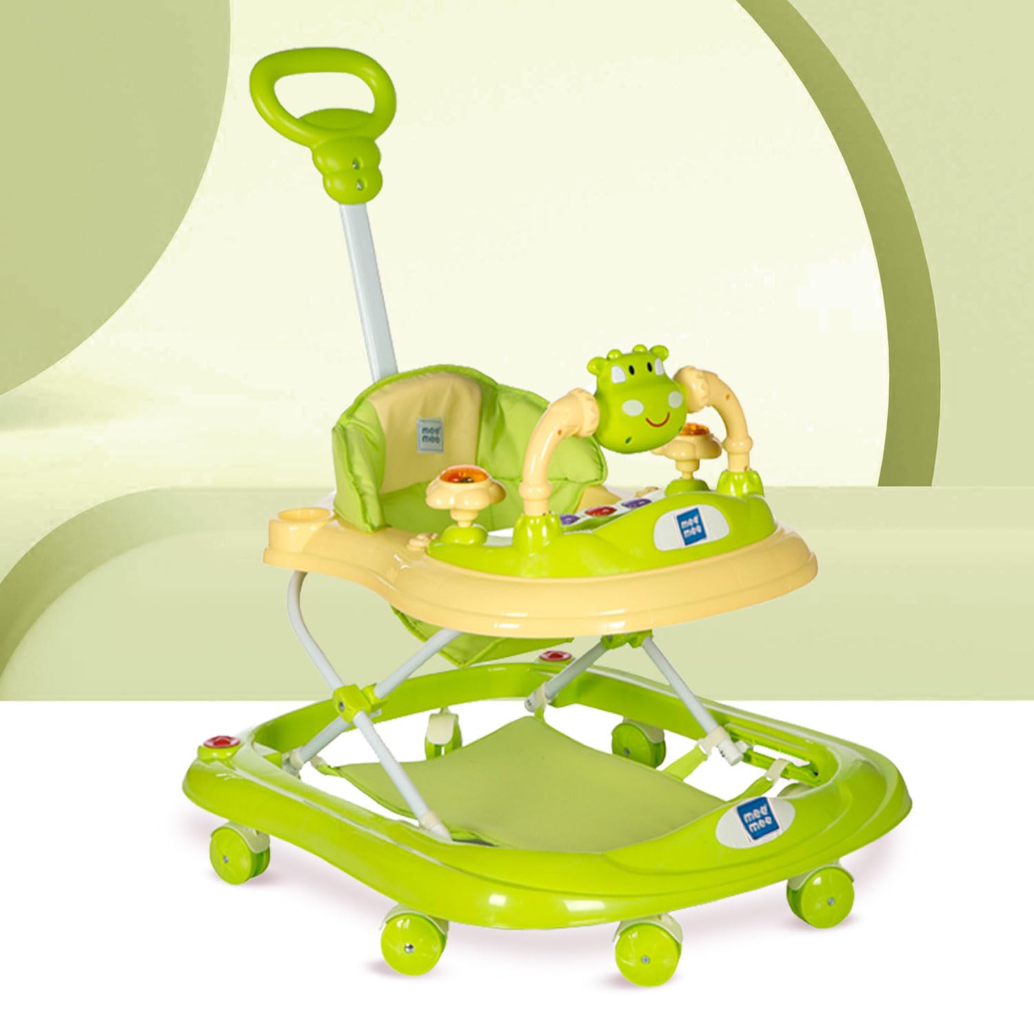 Mee Mee 360° Baby Activity Walker | 3 Level Adjustable Height, Foot Mat, Musical Detachable Toy Bar | Parental Push Handle, Anti-Rollover Folding Walker for Boys, Girls, Kids | 6-18 Months 15kg-Green (B015Z4AI84) Amazon Price History, Amazon Price Tracker