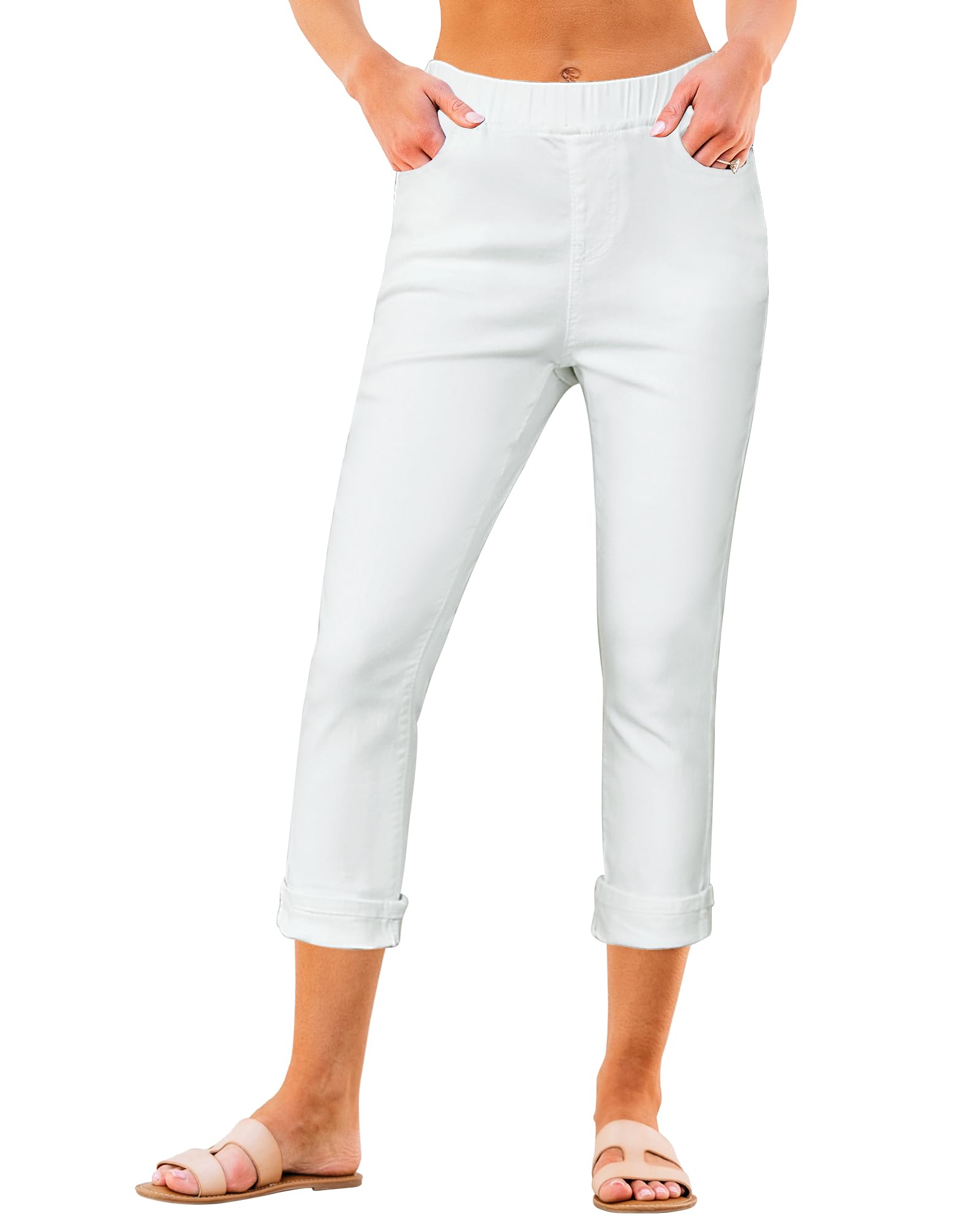 GRAPENT Pull On Jeans for Women High Waisted Skinny Capri Pants Trendy Stretch Denim Cropped Jeans Crop Jeggings Capris