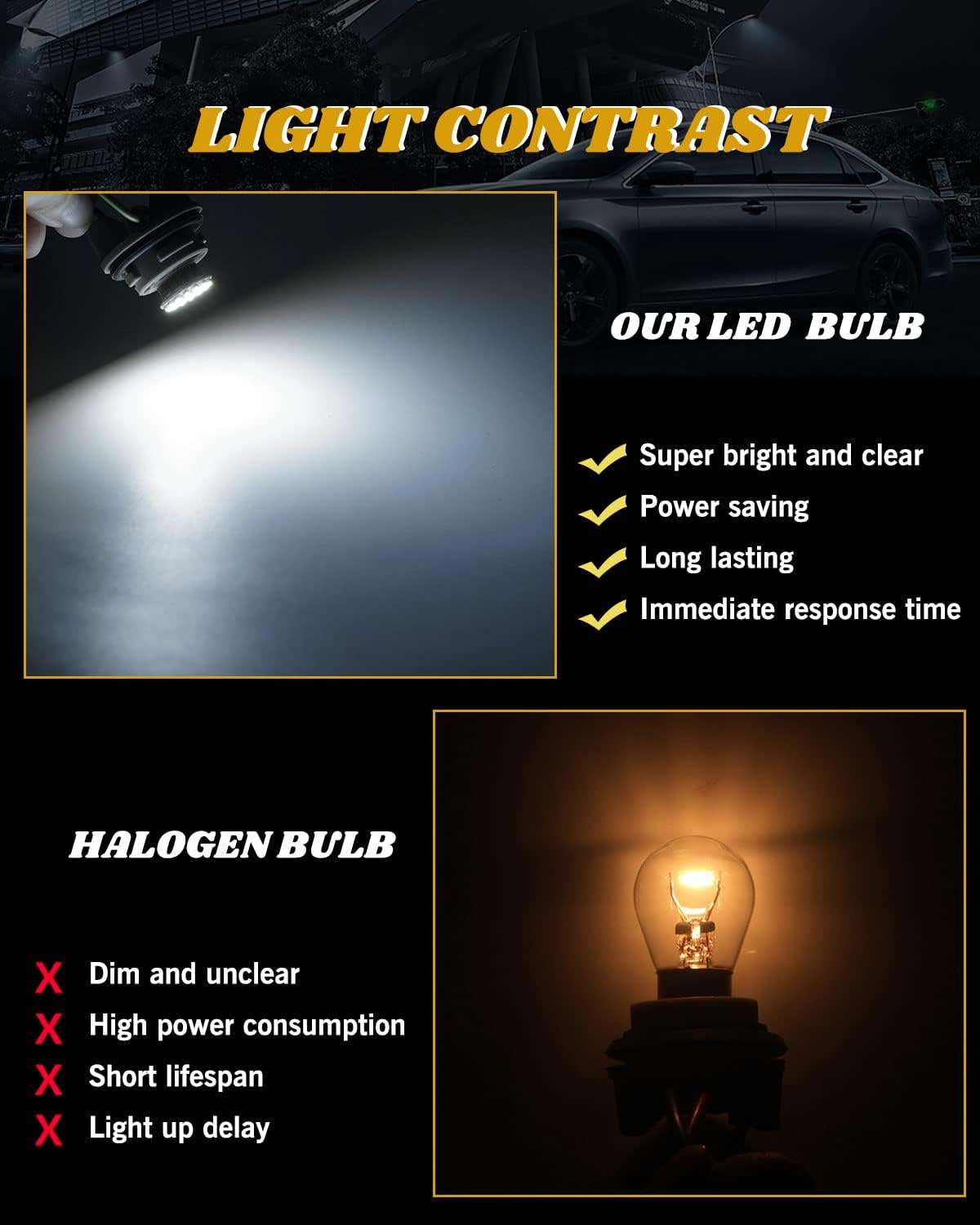 EverBrightt 10-Pack Cool White 1156 BA15S 1206 22SMD Led Brake Light Car Turn Signal Light Bulbs DC 12V