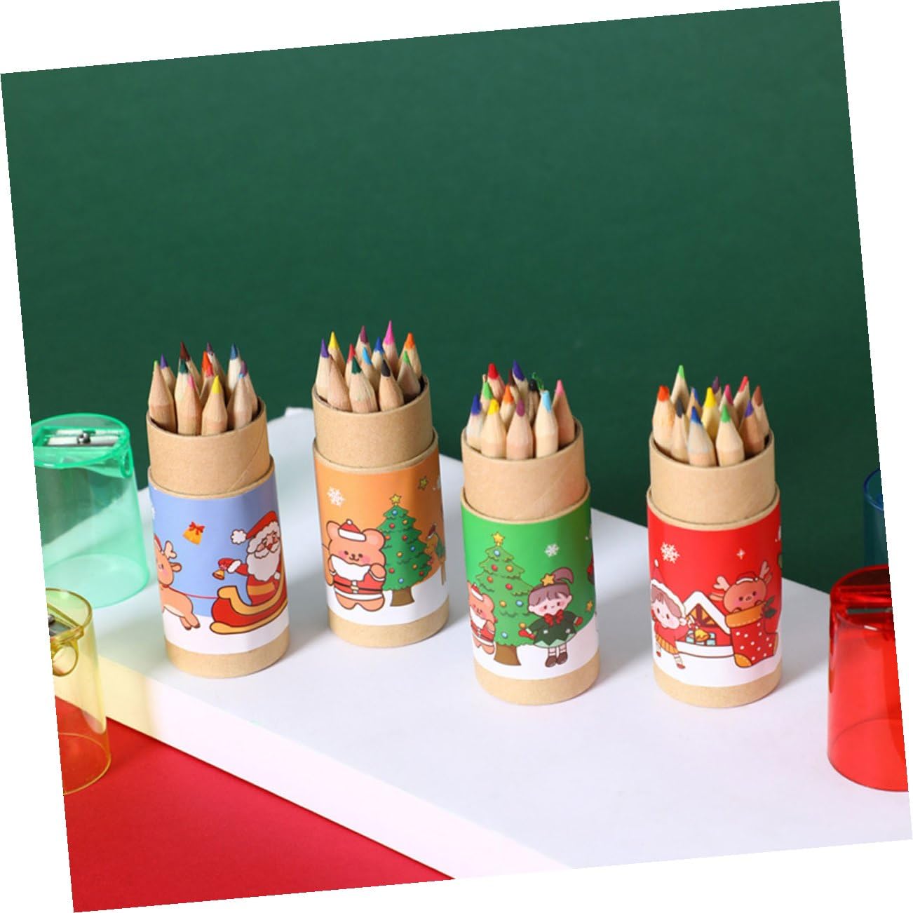 5 Ensembles Crayons De Couleur Pratiques 12 Crayons De Couleur Crayons De Noël Avec Gomme Pour Enfants Pour Enfants Crayons De 4 boîtes * 5